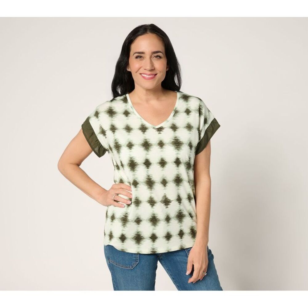 SUNNYLiFE Women's Top Plus Sz 4X Cozy Knit Shibori Basic Multi-colored